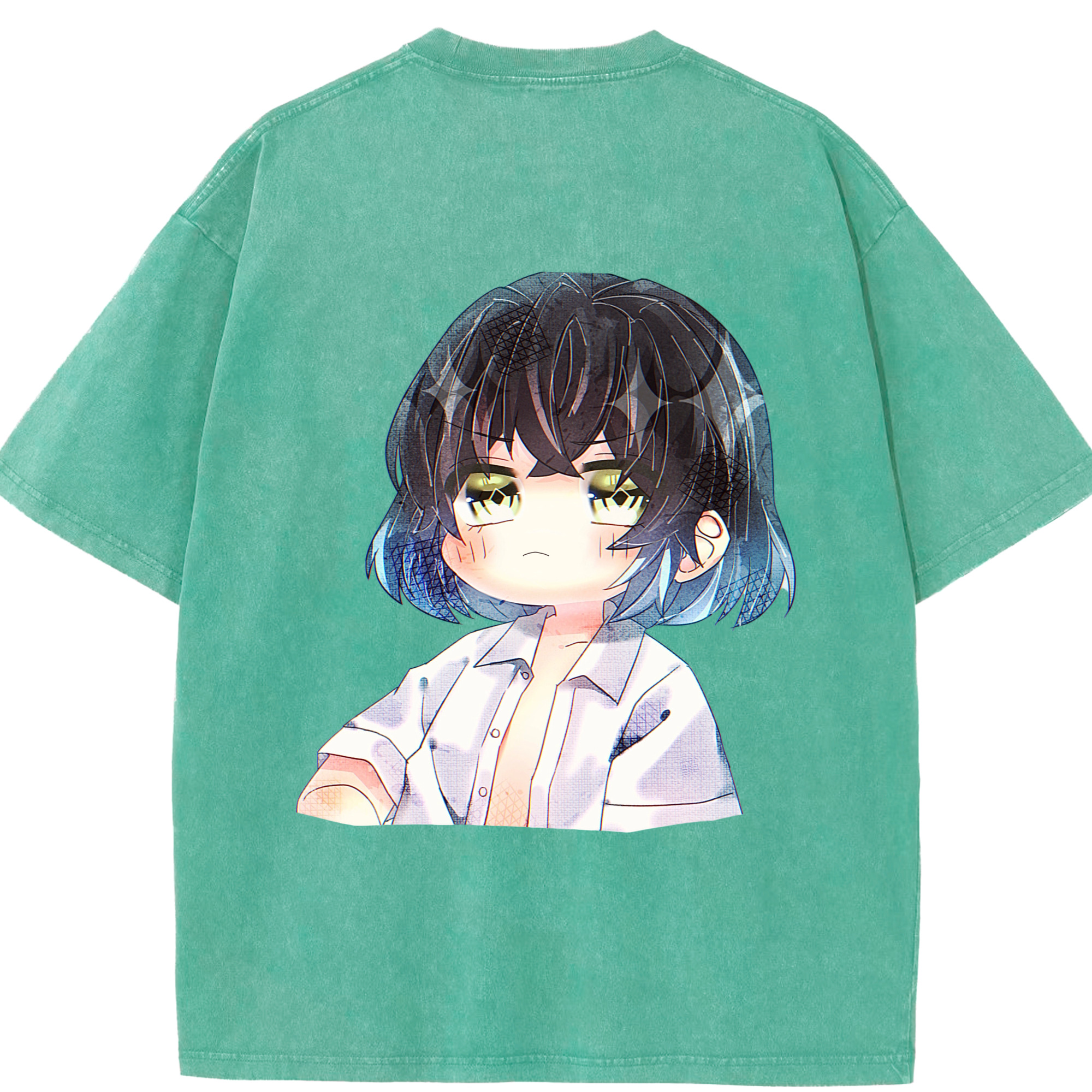 （画像用） 鬼滅の刃（きめつのやいば）嘴平 伊之助／はしびら いのすけ Hashibira Inosuke 綿100% ヴィンテージ風 半袖Tシャツ（背面プリント）